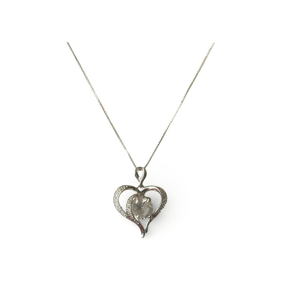 Jewelry - 949 Silver Zirconium Heart Pendant Necklace Exquisite